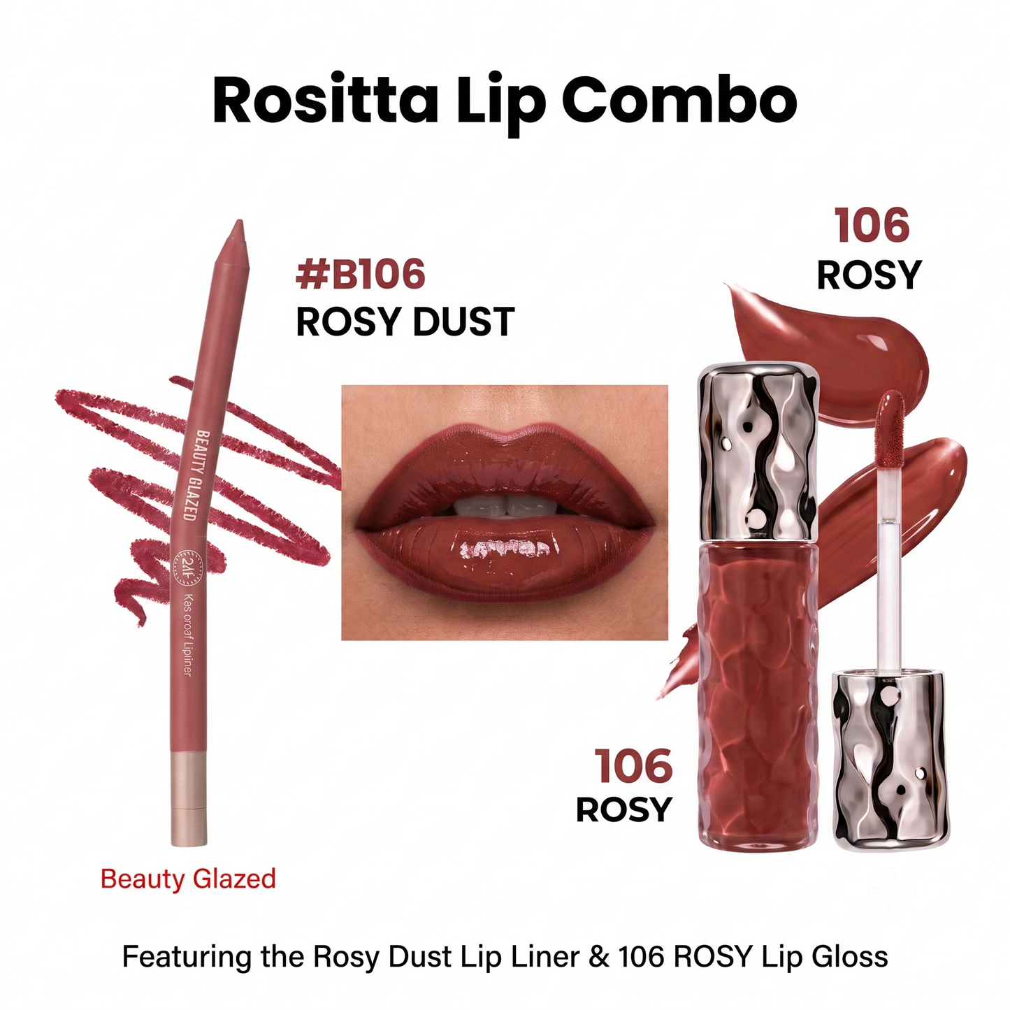Beauty Glazed Rositta Lip Combo