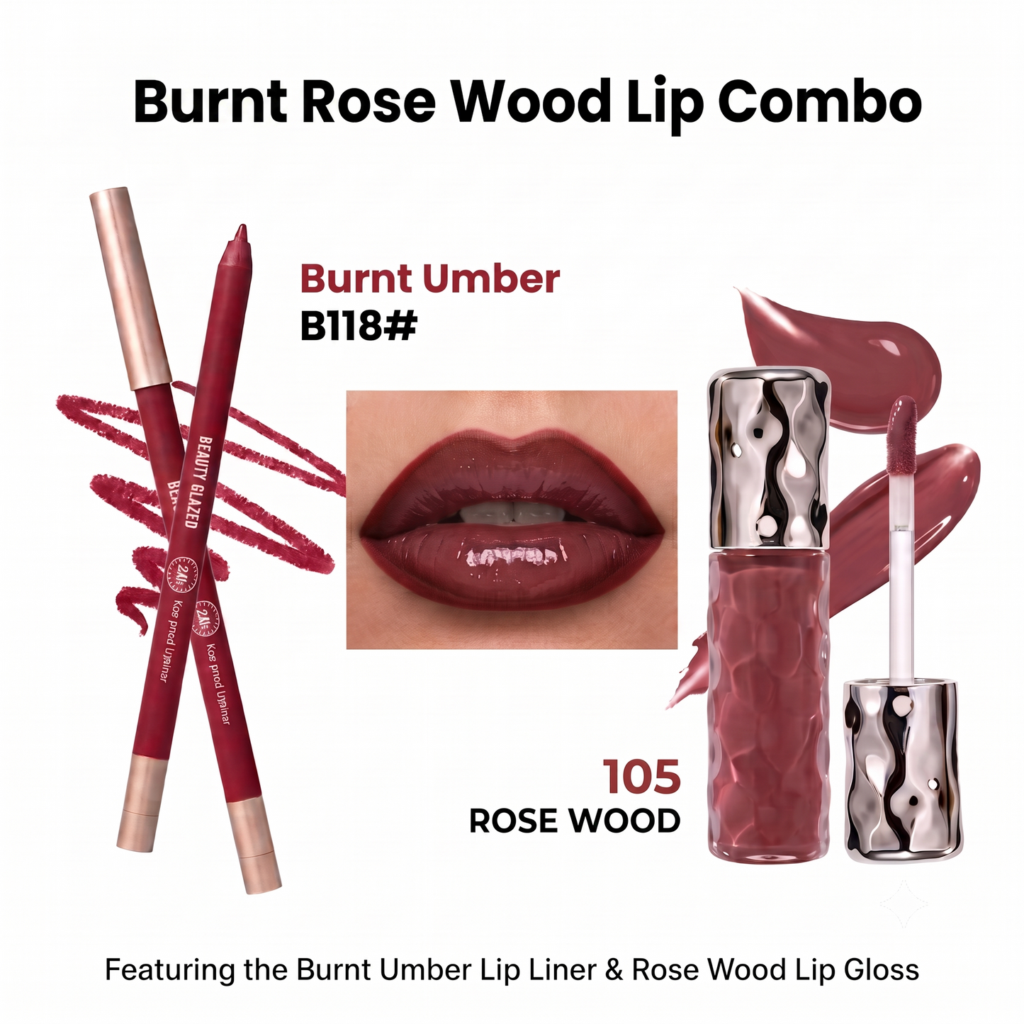 Beauty Glazed Burnt Rose Wood Combo