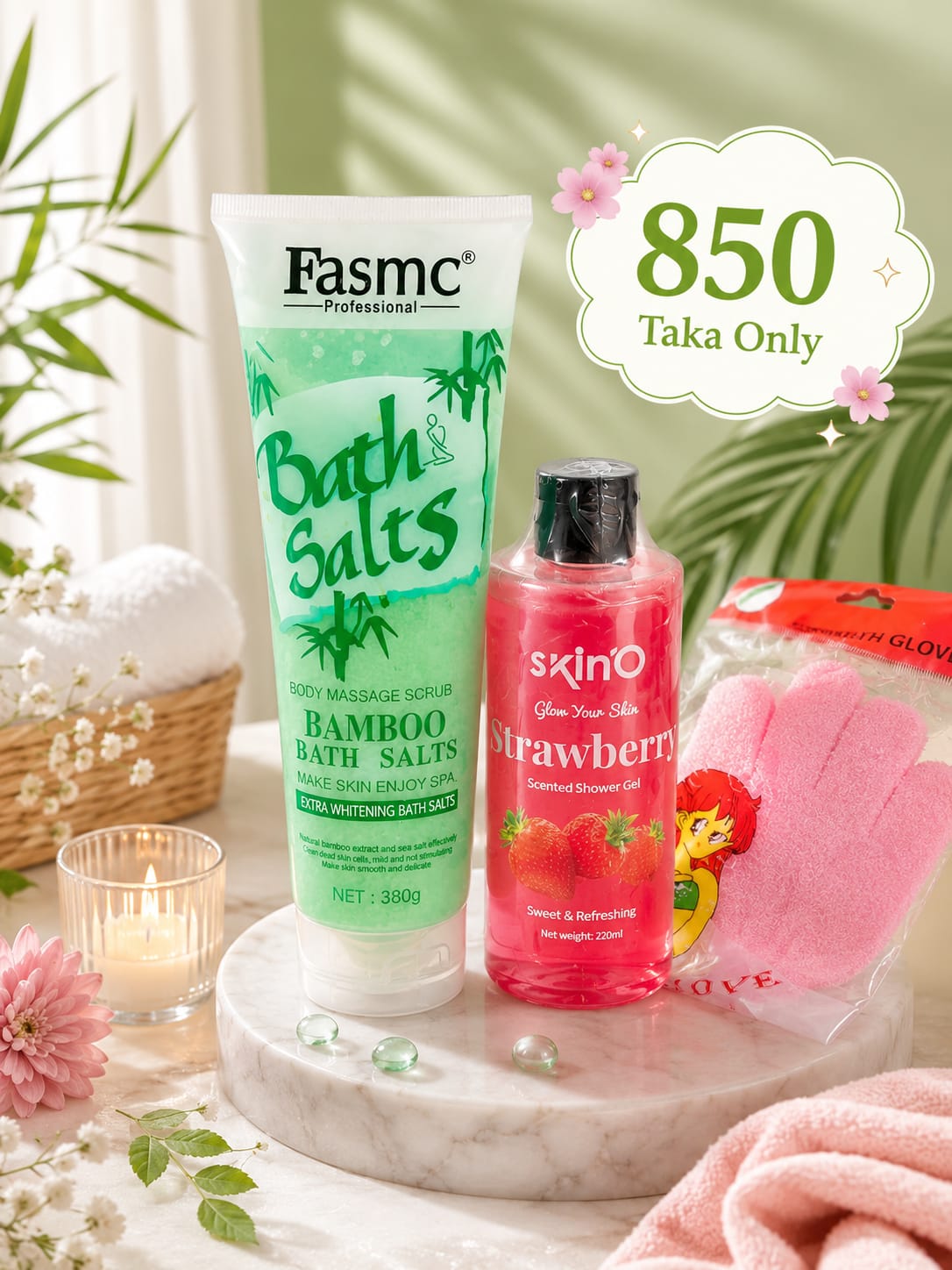 Strawberry Bamboo Spa Combo